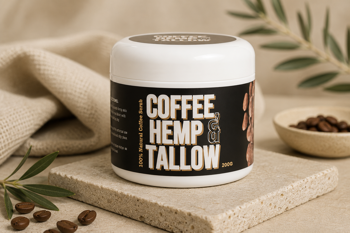 Coffee, Tallow & Hemp Scrub 200g
